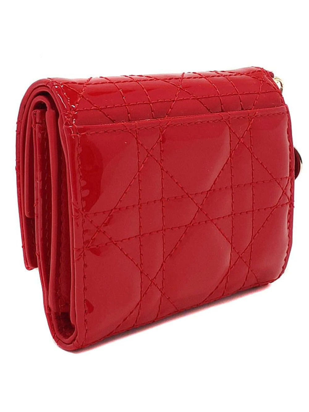 Dior Wallet Christian Short Lady Tri Lotus fold Black